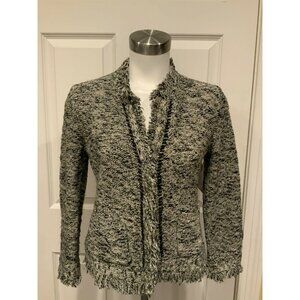 Angel of the North Anthropologie Black, Gray & White Fringe Cardigan, Size M